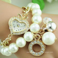 2014 Trendy chain link pearl bracelet watch